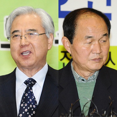문용린 서울대 명예교수(사진 왼쪽)와 이수호 전 전교조 위원장.