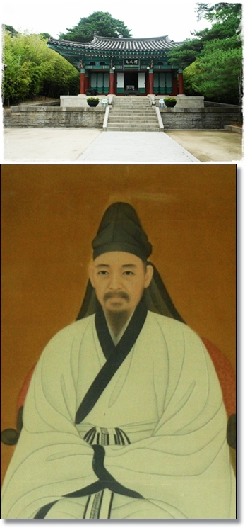 ▲ 위 - 문성사, 아래 - 문성사에 모신 율곡의 영정