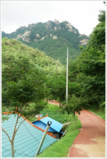 화북 방향의 문장대 등산로 초입