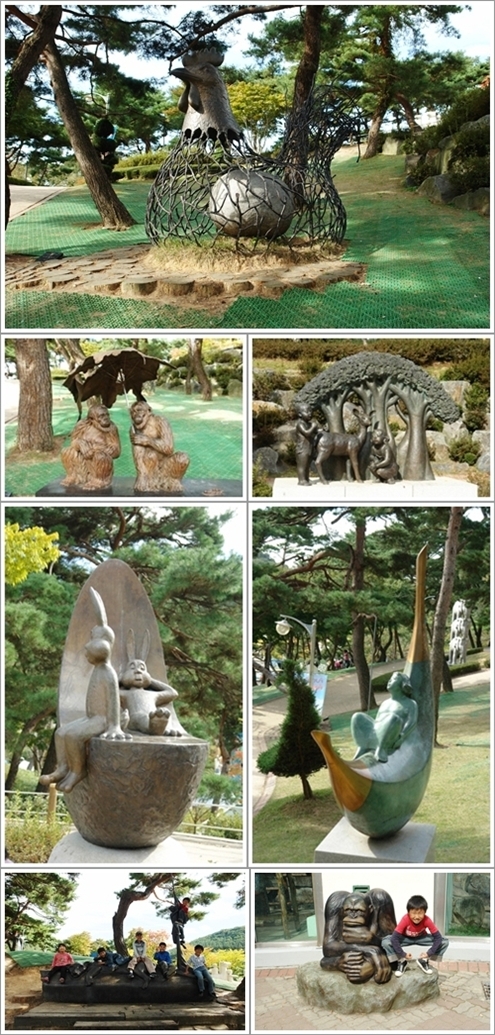 ▲ 아프로디테 조각공원에 설치되어 있는 동물 모양의 조각품들