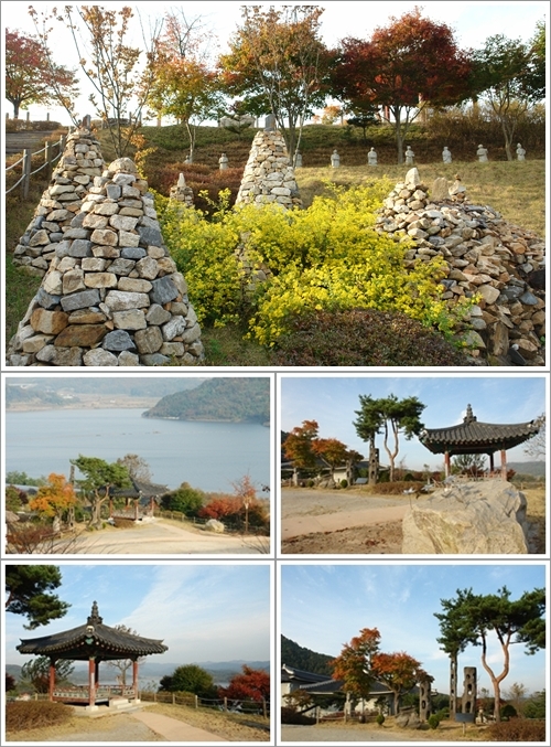 ▲ 돌탑과 민화정 주변 풍경