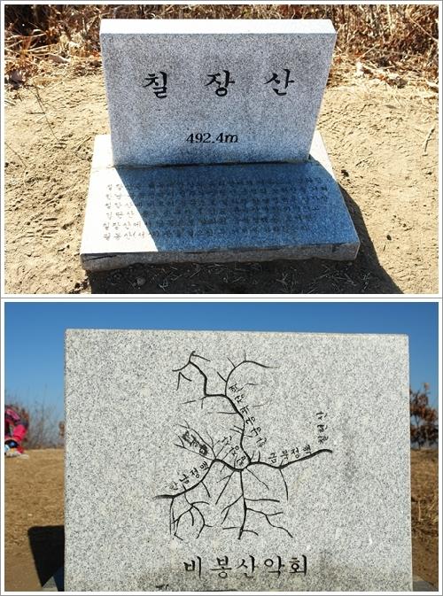 ▲ 이어지는 정맥을 안내한 칠장산 정상 표석