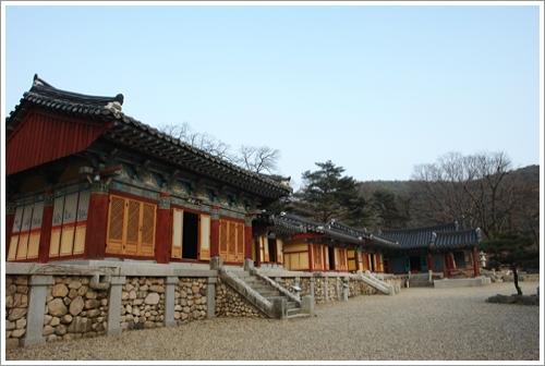 ▲ 원진국사비 등이 대웅전 뒤편에 줄지어 있다