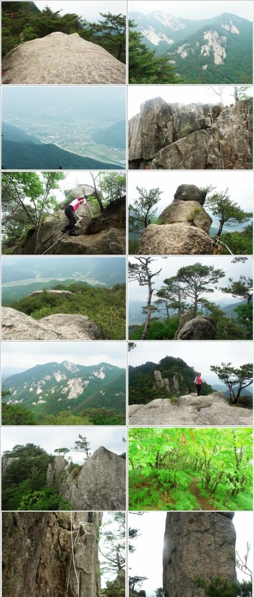 ▲ 촛대바위 능선에 암벽훈련장, 신선암봉, 촛대바위 등 볼거리들이 많다.