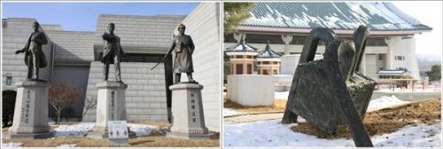 ▲ 외부의 동상과 조형물