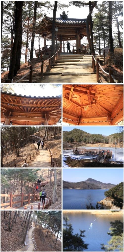 ▲ 오각정에서 대통령역사문화관으로 이어지는 호반산책로
