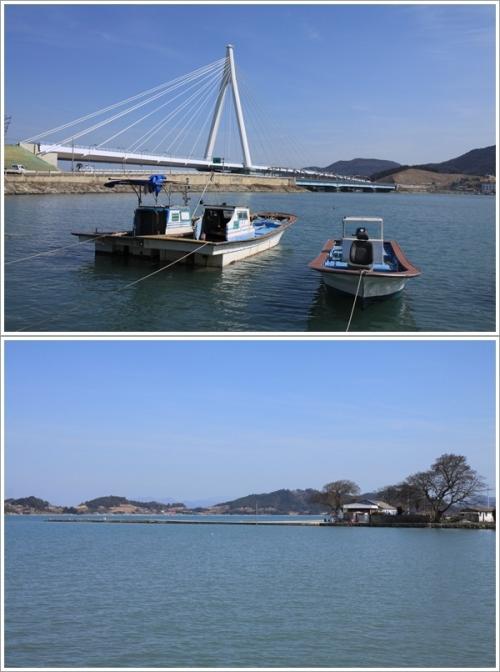 ▲ 완도대교와 바닷가 마을풍경
