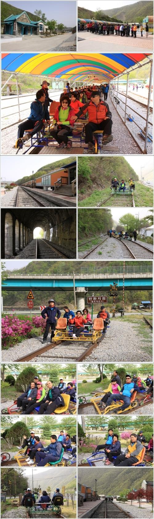 ▲ 불정역에서 레일바이크를 타며