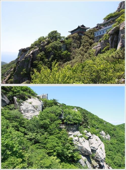 ▲ 보리암과 대장암, 기도터와 암자
