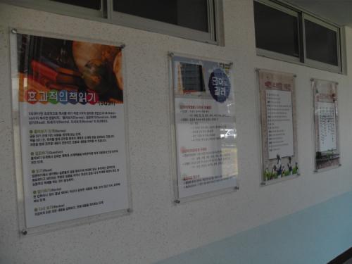 각종 유익한 자료들로 가득 채워진 서령고등학교 복도.