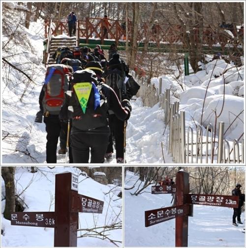 ▲ 산길 풍경과 이정표