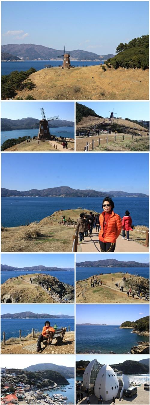 ▲ 바람의 언덕과 도장포항