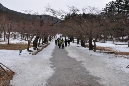 하산하는 사람들.