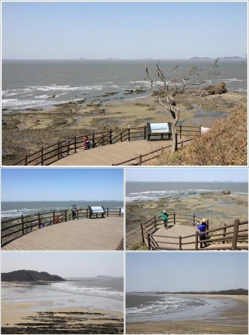 ▲ 두여전망대에서 바라본 밧개해변과 삼봉해변