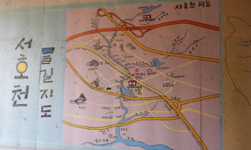 서호천 물길 지도. 각 지자체에서는 시민들을 위해 천변을 잘 가꾸어 놓아 시민들이 이용할 수 있게 하였다.