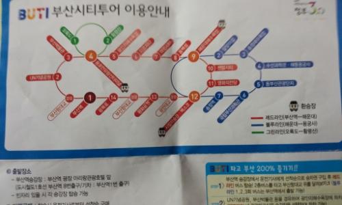 부산 시티투어 이용 안내도. 시티투어는 부산관광공사에서 운영하고 있다.